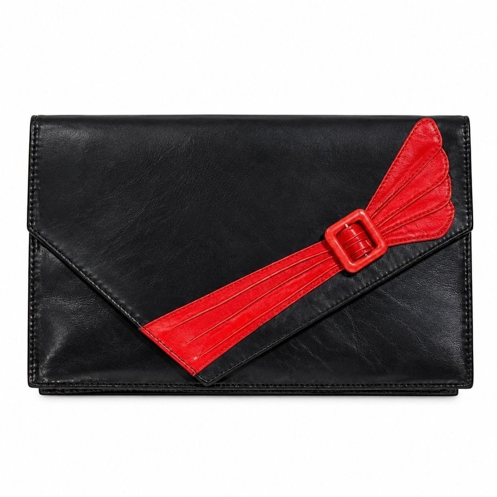 ⚜️114.1960s Roberto Gil Vintage Black Leather Clutch